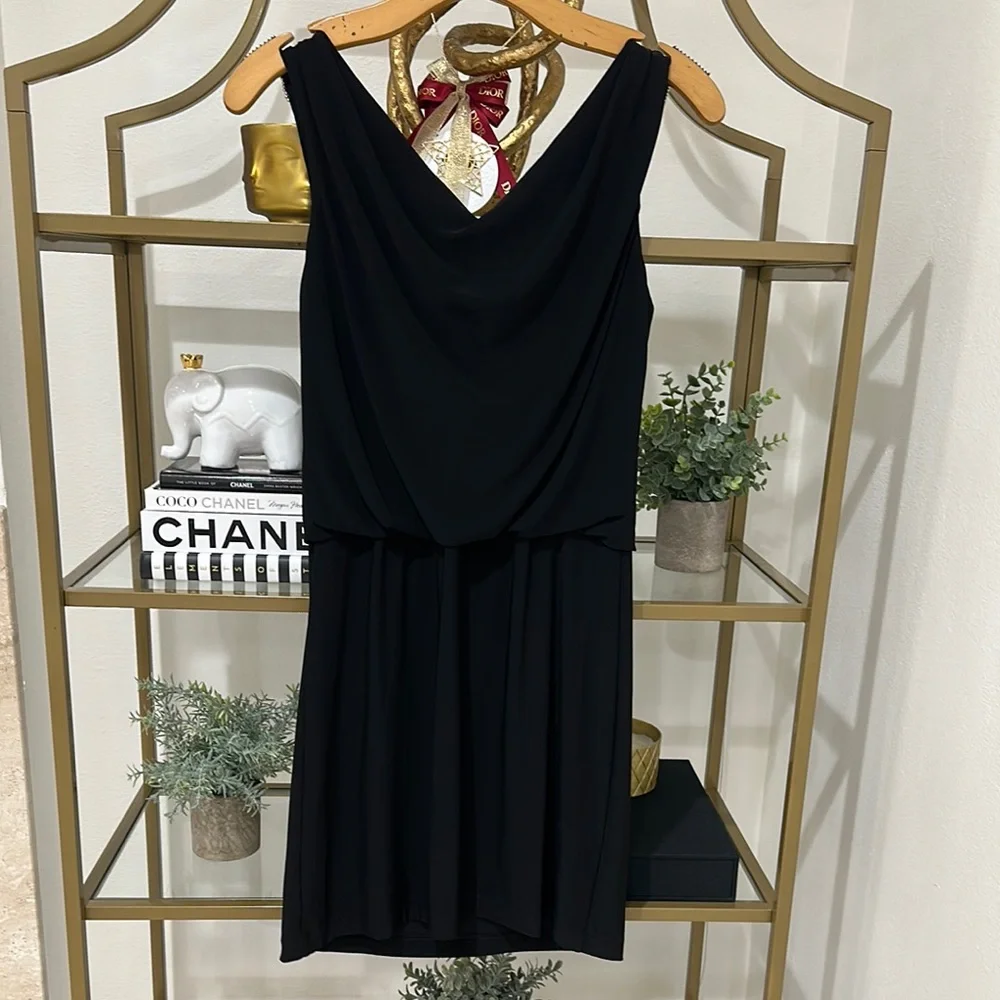WHBM Draped Black Mini Dress